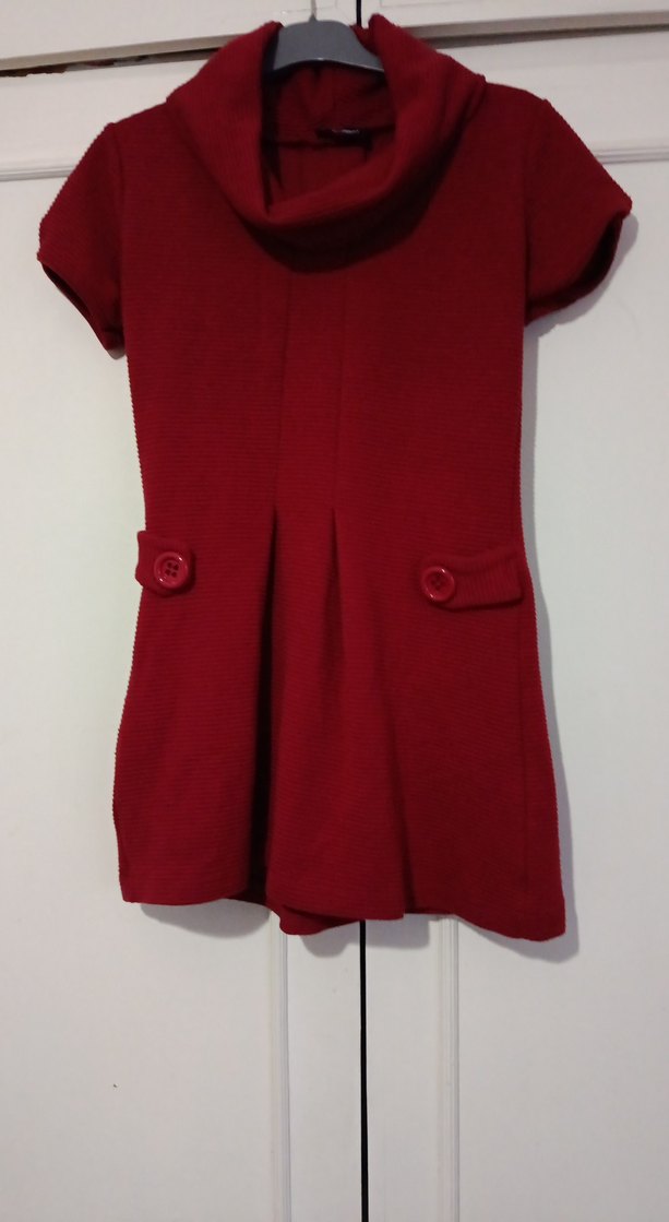 Bordo Yünlü Düğmeli Hamile Tunik - Görsel 2