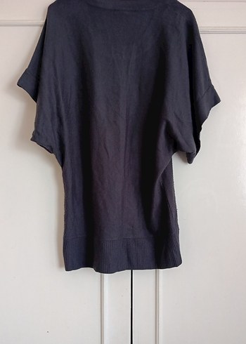 Gri Keten Hamile Bluzu, Kısa Kollu, Salaş Kesim - Görsel 4