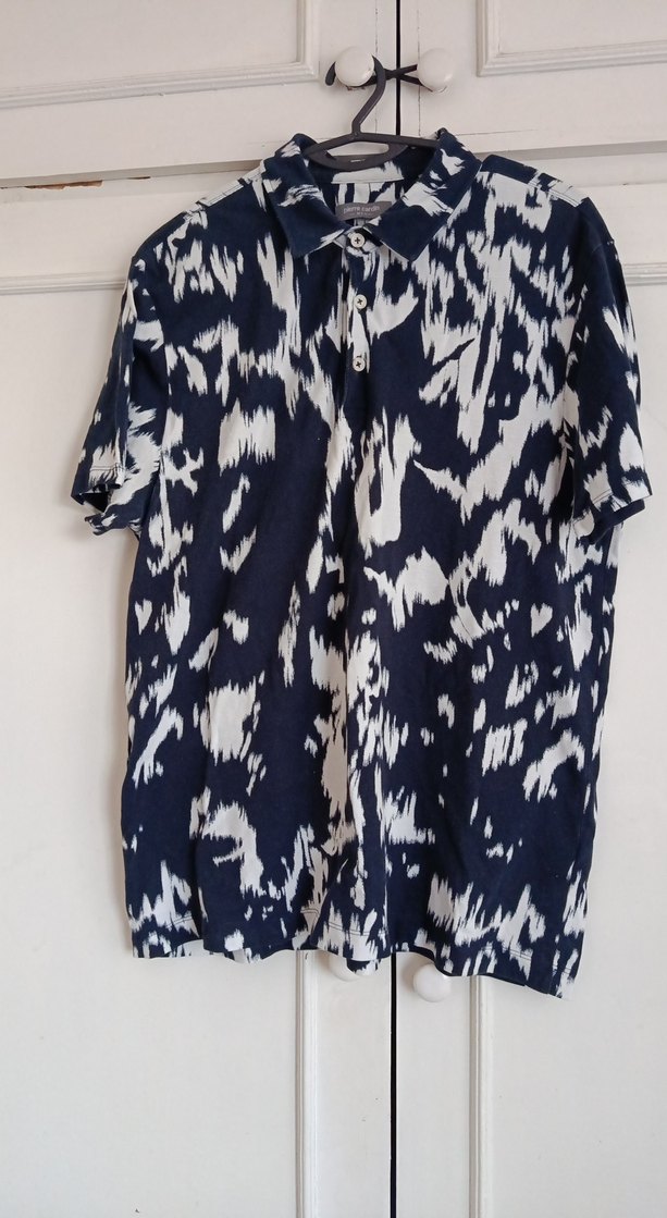 ErkekLacivert Beyaz Batik Desenli Kısa Kollu Gömlek - Görsel 2