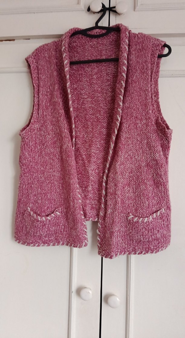 Pembe Örgü Kadın Yelek Midi Boy - Görsel 2