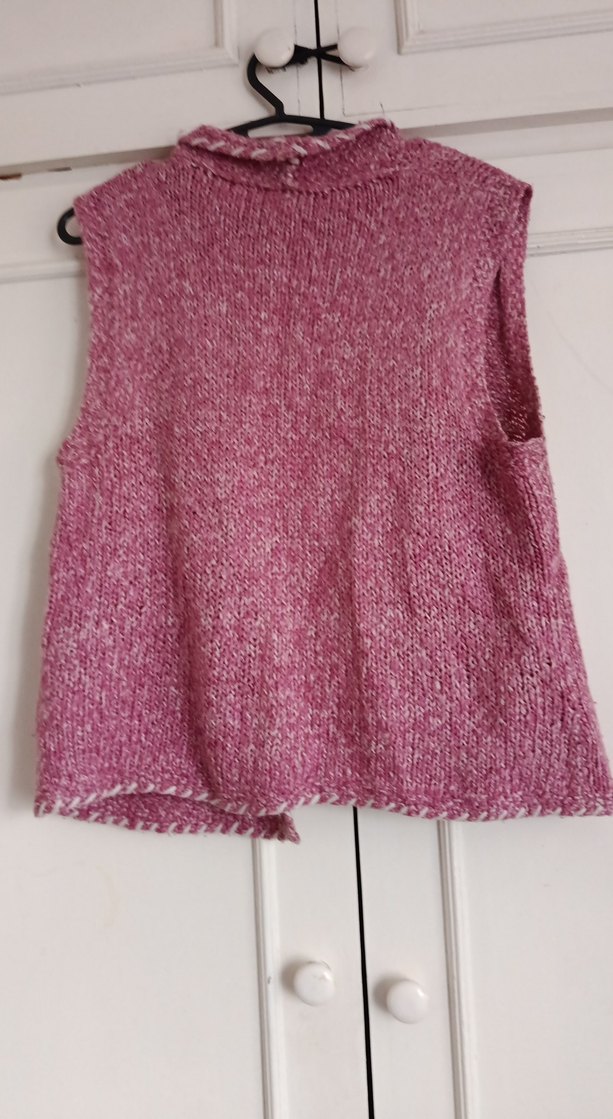 Pembe Örgü Kadın Yelek Midi Boy - Görsel 3