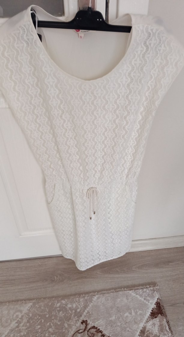 Beyaz Dantel Detaylı Hamile Tunik - Görsel 2