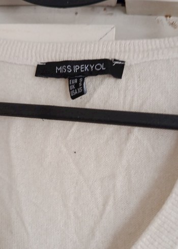 Bej V Yaka Kadın Keten Kazak - Görsel 2