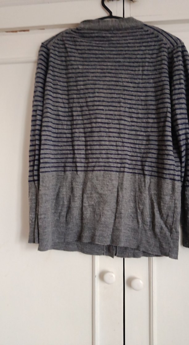 Düğmeli Gri Uzun Kollu Kadın Hırka - Görsel 4