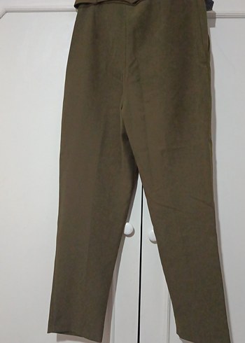 Kemerli  haki  renk  Kadın Pantolon Quzu. - Görsel 3