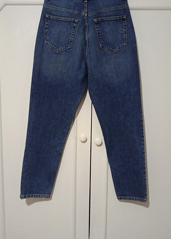 Lacivert Kadın Midi Boy Rahat Kesim Kot Pantolon - Görsel 3