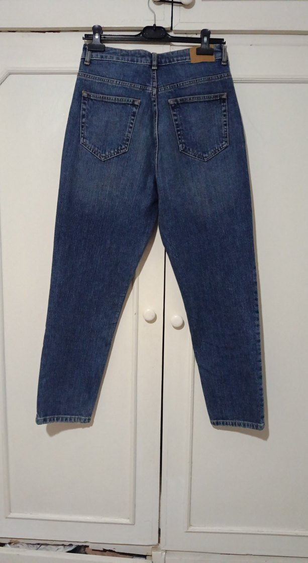 Lacivert Kadın Midi Boy Rahat Kesim Kot Pantolon - Görsel 3