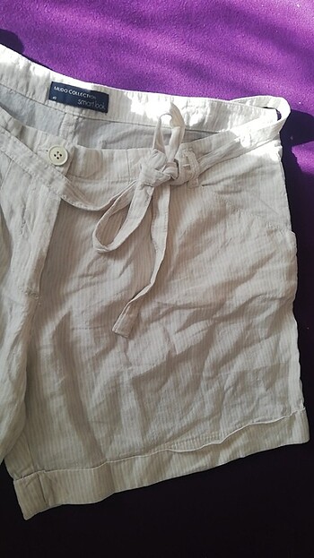 Keten şort - Görsel 4