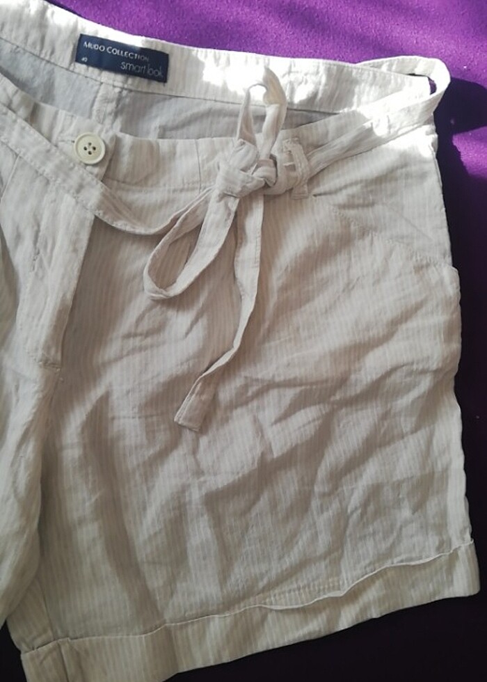 Keten şort - Görsel 4