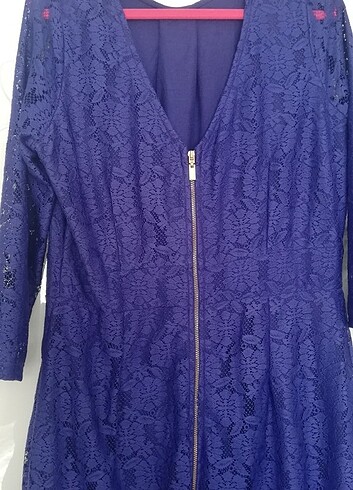 Mor dantel şık elbise  - Görsel 6