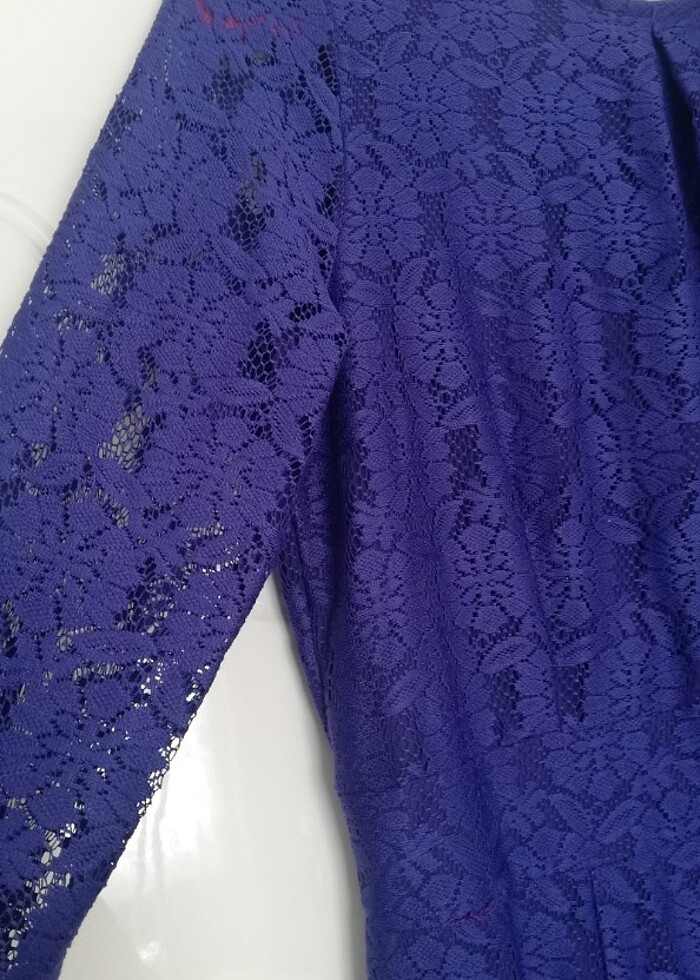 Mor dantel şık elbise  - Görsel 3
