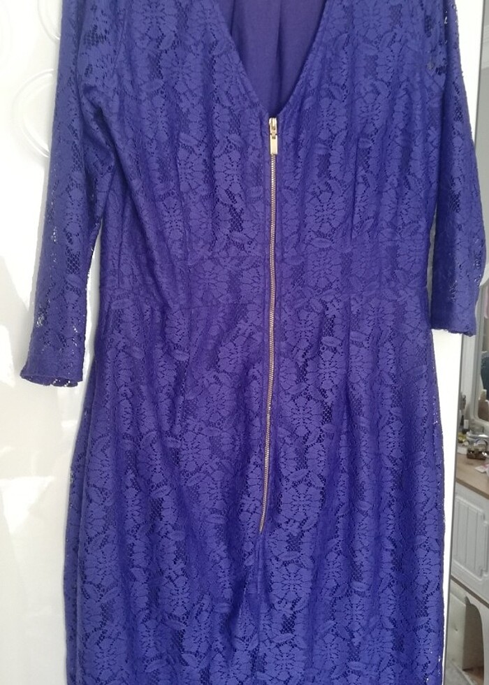 Mor dantel şık elbise  - Görsel 5