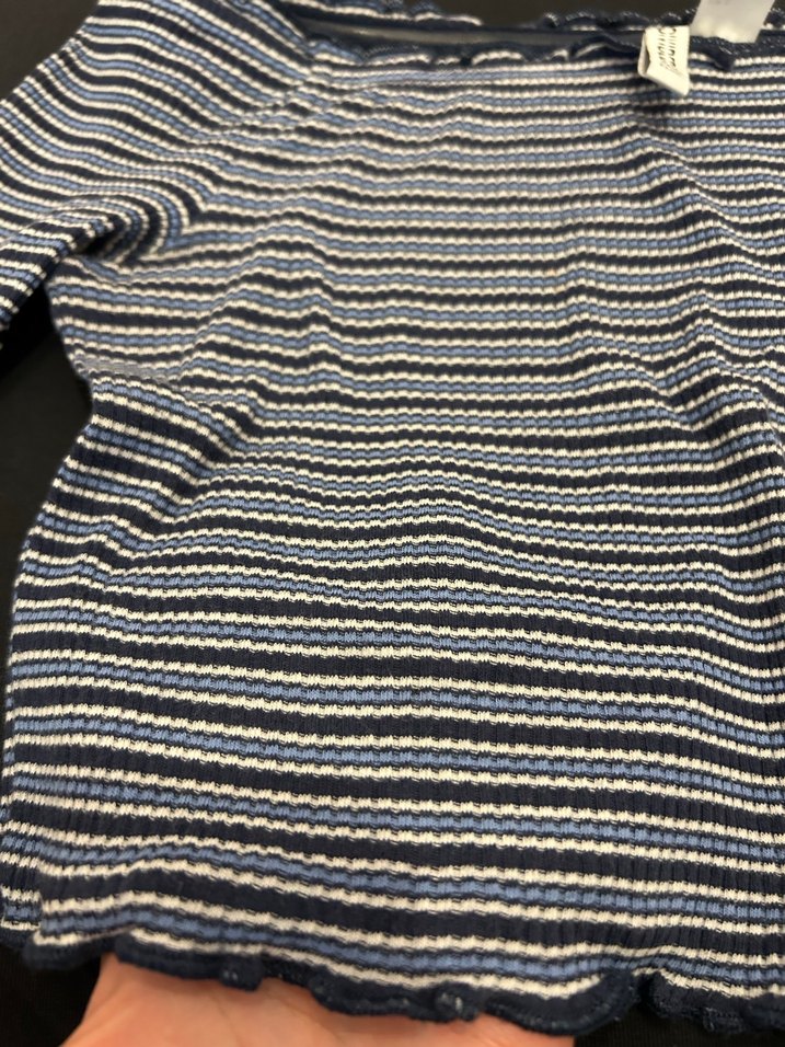 Uzun Kollu Çizgili Kadın Crop Top - Görsel 2