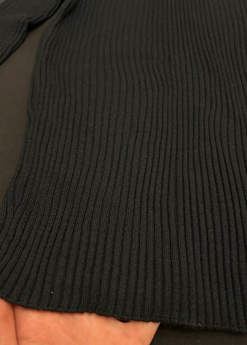 Siyah Triko Omuz Detaylı Kadın Kazak - Görsel 2