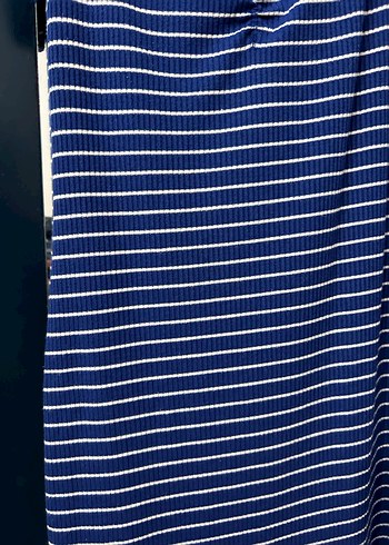 Mavi Çizgili Drapeli Midi Elbise - Görsel 2