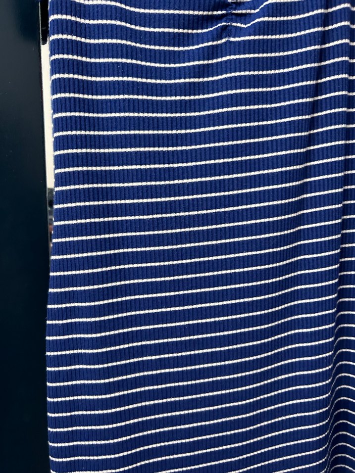 Mavi Çizgili Drapeli Midi Elbise - Görsel 2