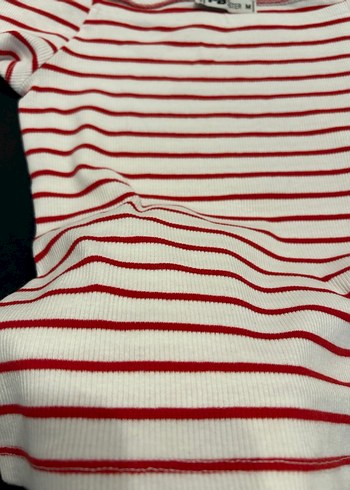 Kırmızı Çizgili Mini Kayık Yaka İnce Askılı Tişört - Görsel 2