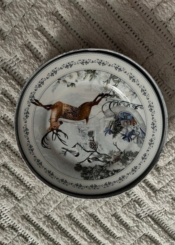 Geyik Desenli Beyaz tabak - Görsel 3