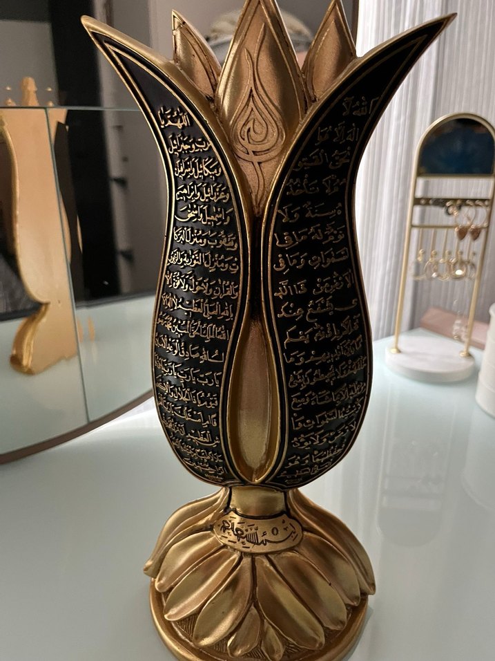 Altın Renkli Yazılı Lale Biblo - Görsel 2