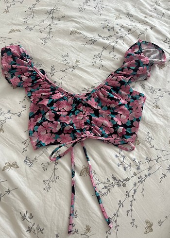 Pembe Fırfırlı Mini Bohem Bluz