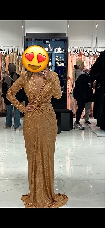 Diğer Gold parıltılı gece elbisesi- Cengiz Aktürk marka