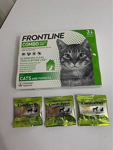 Frotlıne ve Caniverm kedi iç dış parazit