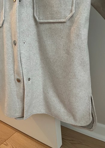 Zara Gri Midi Düğmeli Rahat Kadın Kaban - Görsel 4