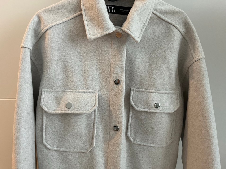 Zara Gri Midi Düğmeli Rahat Kadın Kaban - Görsel 3