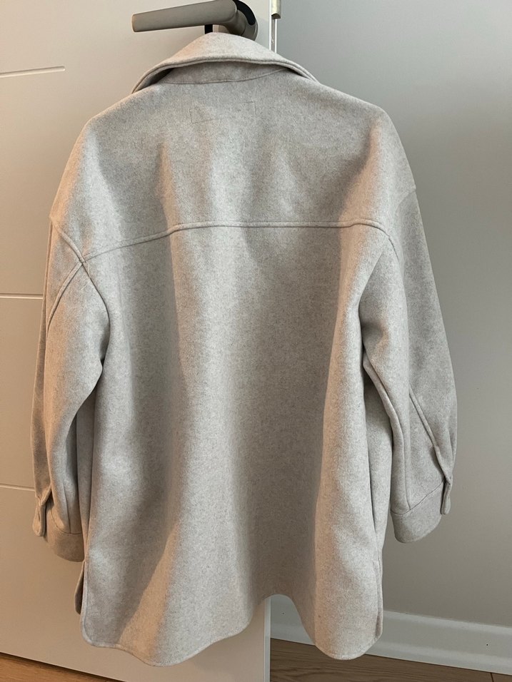 Zara Gri Midi Düğmeli Rahat Kadın Kaban - Görsel 2