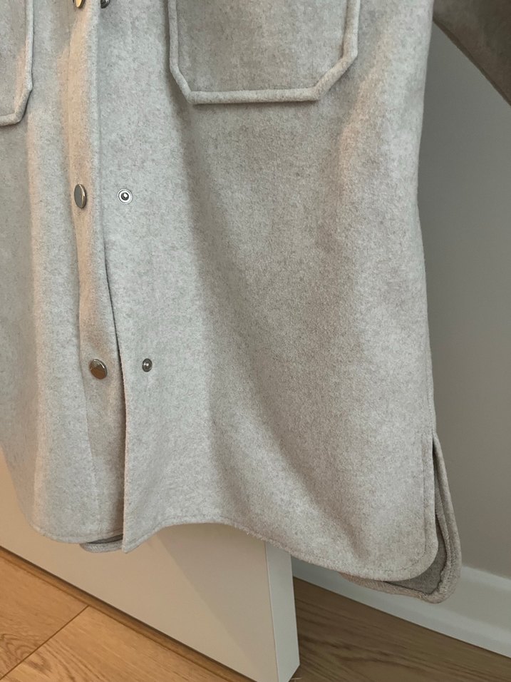 Zara Gri Midi Düğmeli Rahat Kadın Kaban - Görsel 4