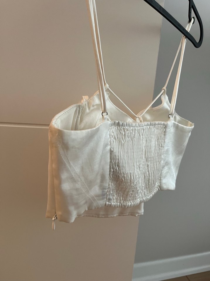 Zara Beyaz Saten Büstiyer - Görsel 4