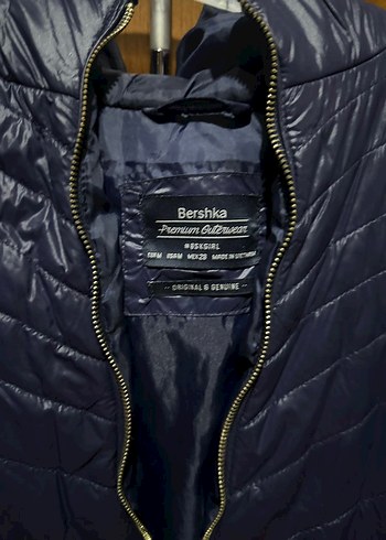 s Beden mavi Renk Bershka Mavi Fermuarlı Kadın Kışlık Mont