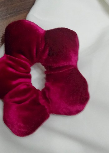 kırmızı Kadife pufuduk dolgulu çiçek Saç Tokası - Görsel 3
