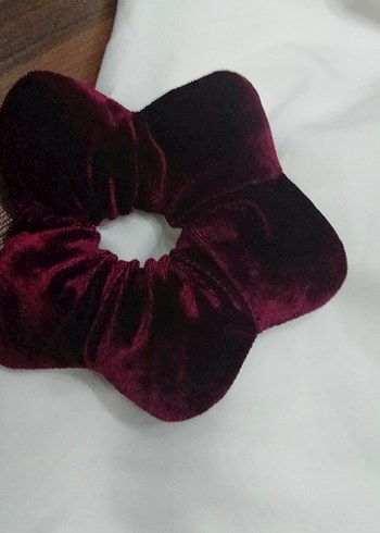 Bordo Kadife Lastikli Saç Tokası - Görsel 2