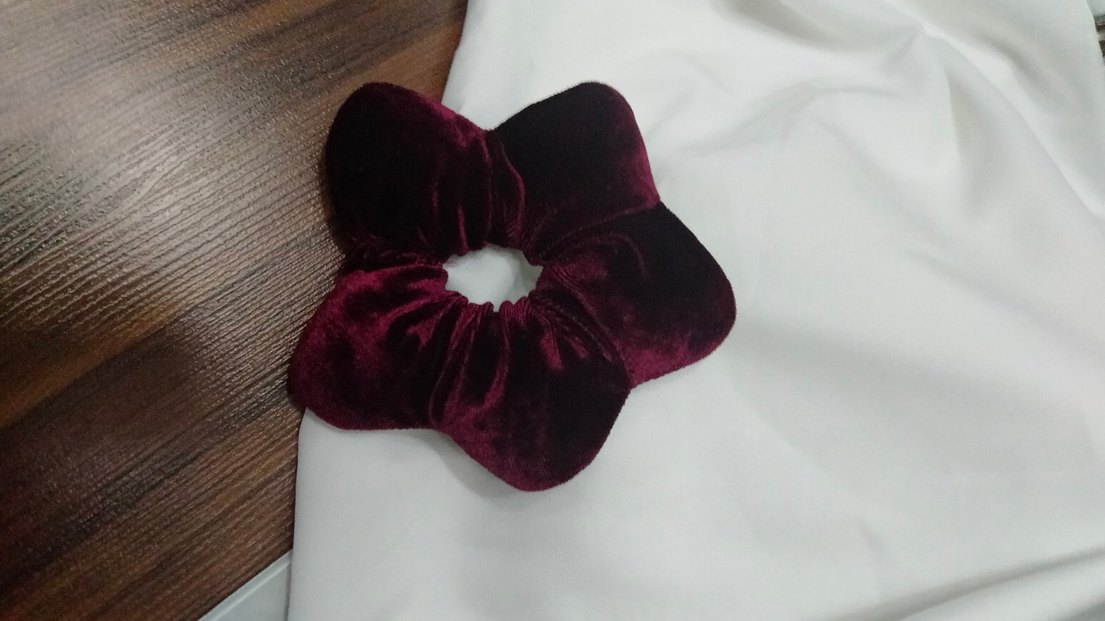 Bordo Kadife Lastikli Saç Tokası - Görsel 2