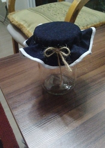 Lacivert Denim Fırfırlı kavonoz örtüsü - Görsel 5