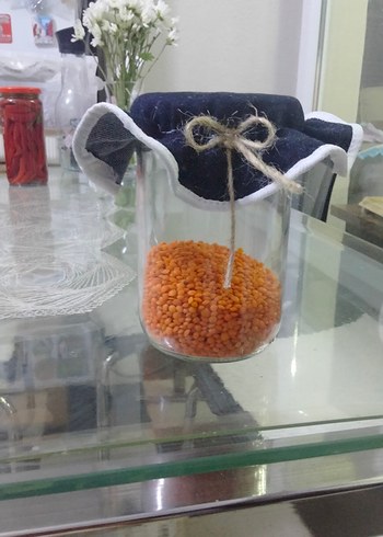 Lacivert Denim Fırfırlı kavonoz örtüsü - Görsel 2