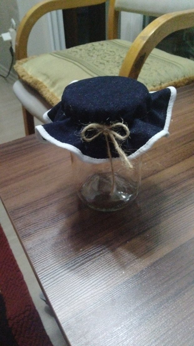 Lacivert Denim Fırfırlı kavonoz örtüsü - Görsel 5