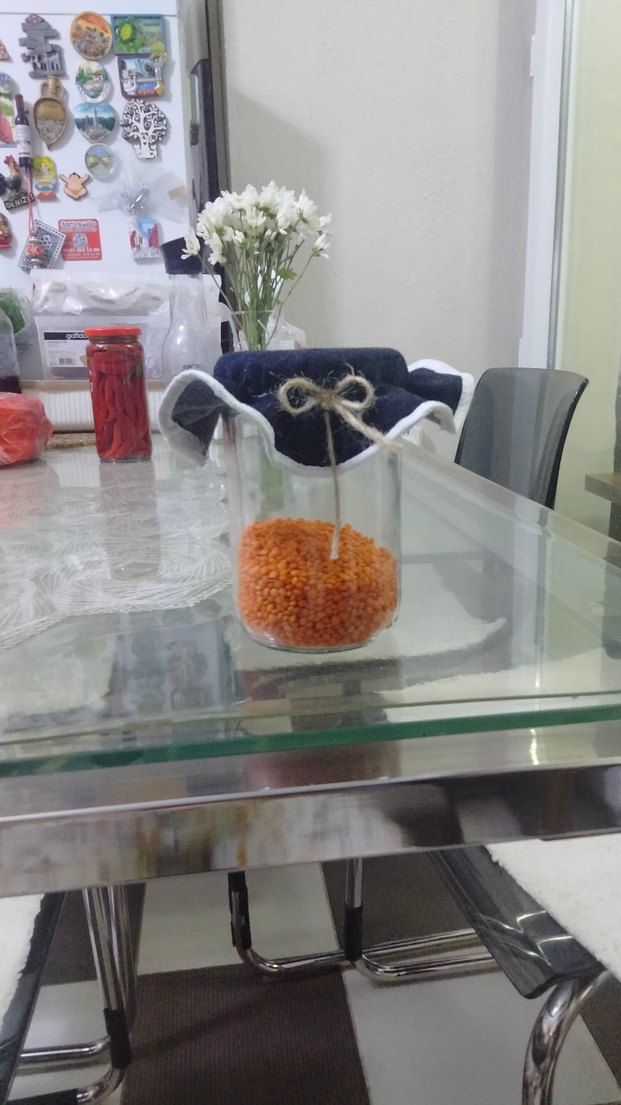 Lacivert Denim Fırfırlı kavonoz örtüsü - Görsel 3