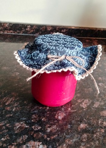 el emeği desenli kumaştan kavanoz kapak örtüsü - Görsel 3