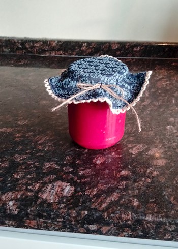 el emeği desenli kumaştan kavanoz kapak örtüsü - Görsel 4