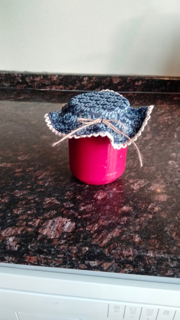 el emeği desenli kumaştan kavanoz kapak örtüsü - Görsel 4