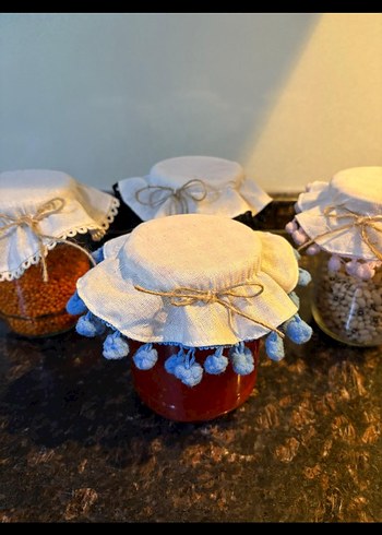 Bohem Tarzı Mavi Püsküllü Kavanoz Kapağı - Görsel 4