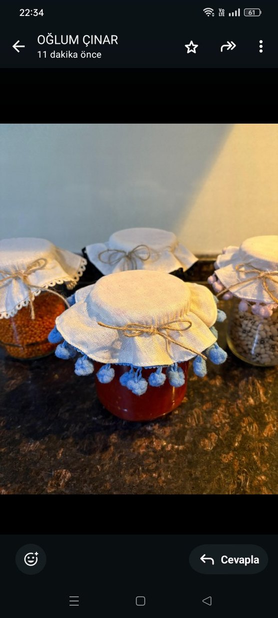 Bohem Tarzı Mavi Püsküllü Kavanoz Kapağı - Görsel 4