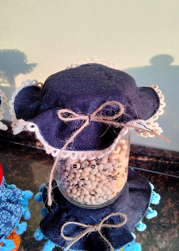 El Yapımı kot Kumaş kavanoz kapak örtüsü - Görsel 2