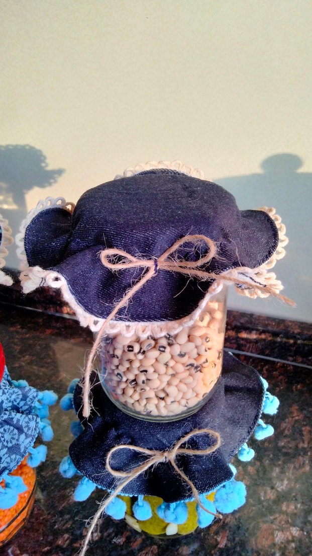 El Yapımı kot Kumaş kavanoz kapak örtüsü - Görsel 2