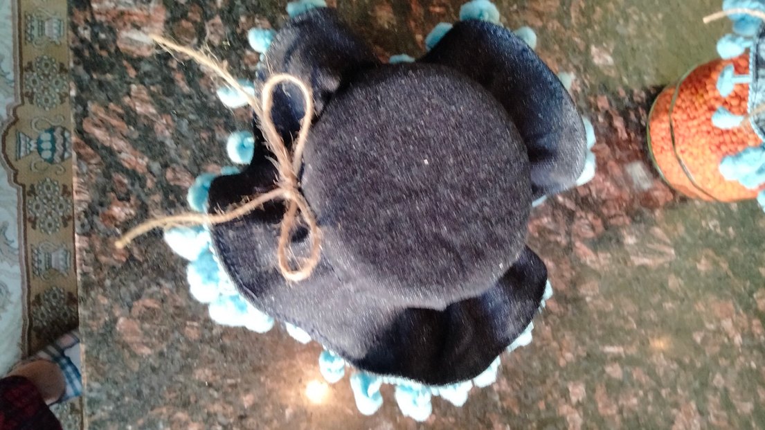 El emeği kot kumaştan kavanoz kapak örtüsü - Görsel 3