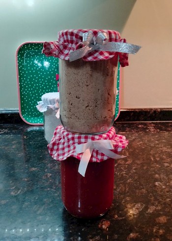 Kırmızı Kareli kavanoz  kapak örtüsü - Görsel 5