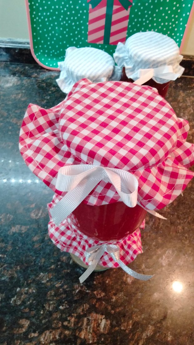 Kırmızı Kareli kavanoz  kapak örtüsü - Görsel 4