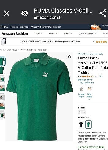 s Beden yeşil Renk YEŞİL PUMA POLO V YAKA T-SHİRT 